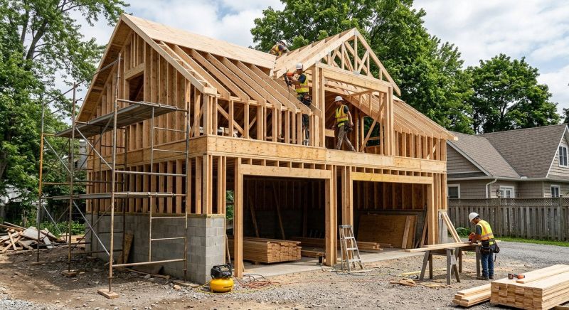 Two Story Garage Construction in Houston, TX